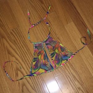 Little Black Diamond Acid Keyhole Mesh Top